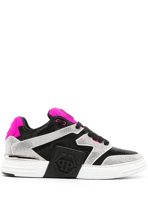 Philipp Plein crystal-embellished lace-up sneakers - Black