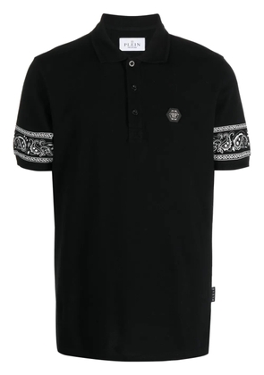 Philipp Plein bandana-print short-sleeved polo shirt - Black