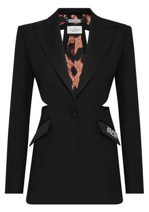 Philipp Plein logo-plaque cut-out blazer - Black