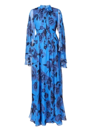ERDEM printed long-sleeve gown - Blue