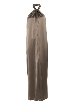 Nanushka Elima satin halterneck dress - Brown
