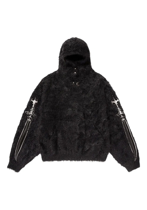 THUG CLUB Sword faux-fur hoodie - Black
