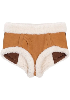 Natasha Zinko trimmed sheepskin mini shorts - Brown