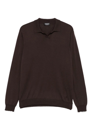 DONDUP polo-neck wool-cotton blend sweater - Brown
