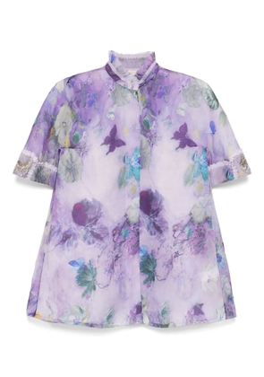 SHIATZY CHEN Mandarin-collar printed shirt - Purple