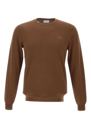 Sun68 logo-embroidered ribbed-cuff sweater - Brown