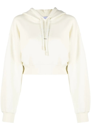 Off-White faux-pearl embellished cropped hoodie