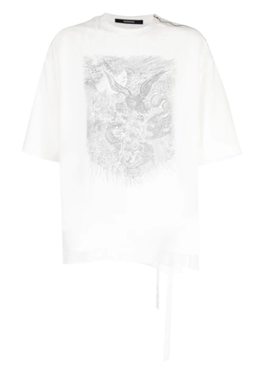SONGZIO Ghost Inferno tulle-overlay T-shirt - White