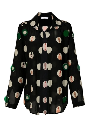 Amir Slama graphic-print silk blouse - Black