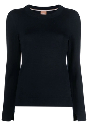 BOSS long slit-sleeve virgin wool jumper - Blue