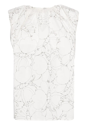 JNBY butterfly-print cotton top - White