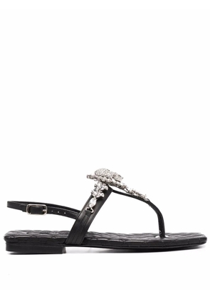 Philipp Plein crystal-skull leather sandals - Black