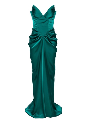 Ana Radu corset-style satin gown - Green