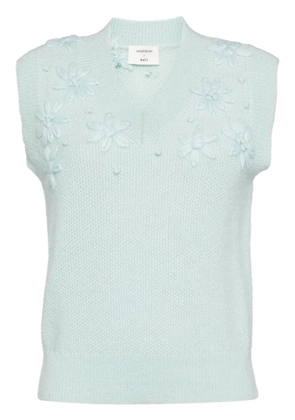 Onefifteen floral-embroidered knitted vest - Blue