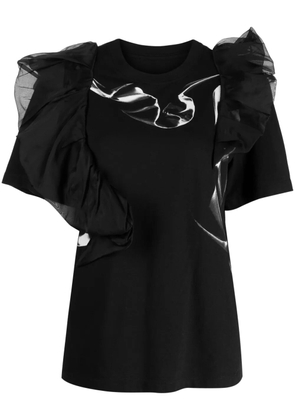 JNBY ruffled crew-neck cotton T-shirt - Black