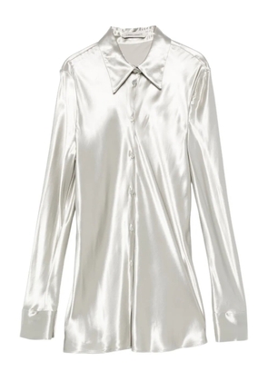 Alberta Ferretti satin long-sleeve shirt - Grey