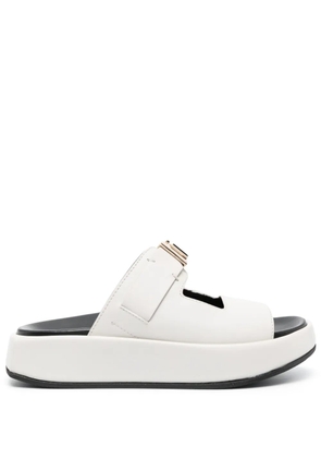 Furla logo-plaque leather platform slides - Neutrals