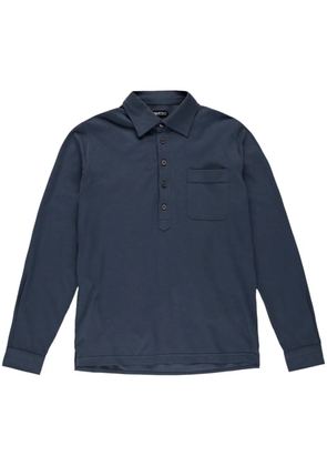 TOM FORD long-sleeve piqué polo shirt - Blue