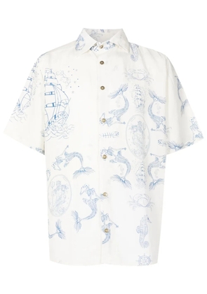 Amir Slama logo-engraved graphic-print shirt - White