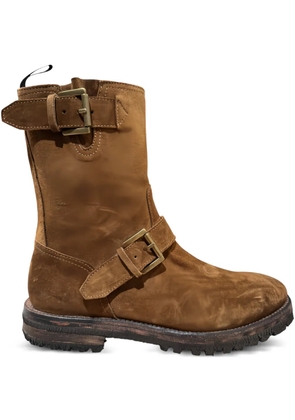 CALCE buckle zip-up biker boots - Brown