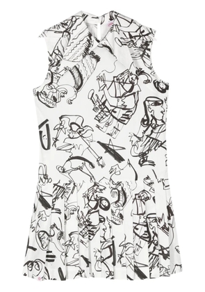 Charles Jeffrey Loverboy abstract-print pleated mini dress - White