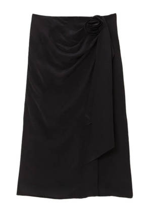 FARM Rio rose-embellished wrap midi skirt - Black