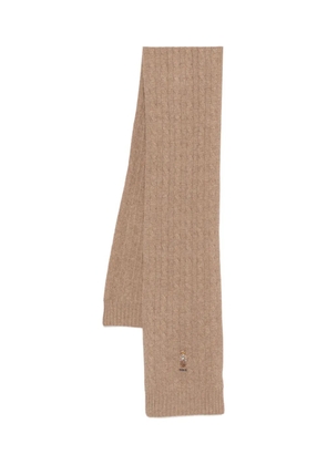 Polo Ralph Lauren cable-knit embroidered scarf - Brown
