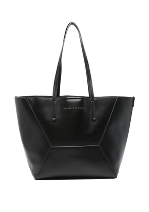 Brunello Cucinelli panelled leather tote bag - Black