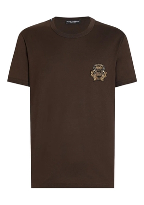 Dolce & Gabbana crest-embellished T-shirt - Brown