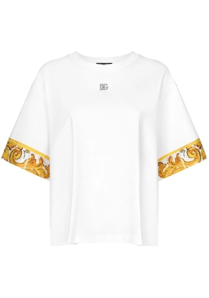 Dolce & Gabbana Majolica-trim cotton T-shirt - White