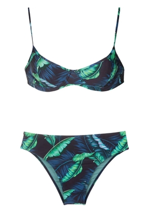 Lygia & Nanny Lilica leaf-print bikini - Blue