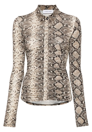 Marine Serre python-print draped blouse - Brown