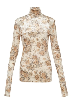 GANNI printed turtleneck top - Neutrals