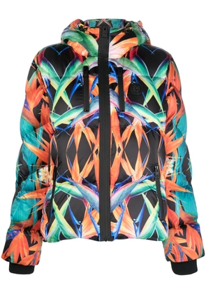Plein Sport botanical-print hooded puffer jacket - Black