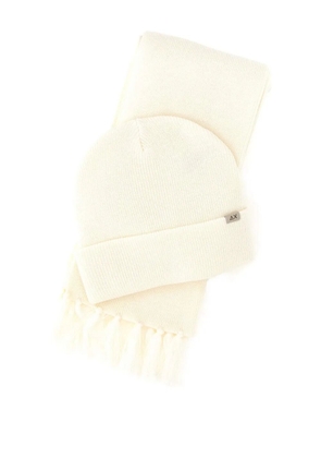 Sun68 ribbed scarf beanie set - White