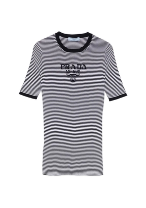 Prada striped logo T-shirt - White