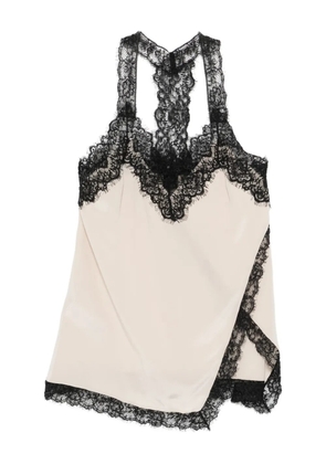 PINKO lace-trim silk top - Neutrals