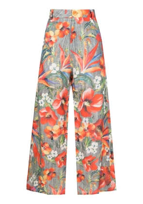 Amir Slama floral-pattern high-waisted trousers - Multicolour