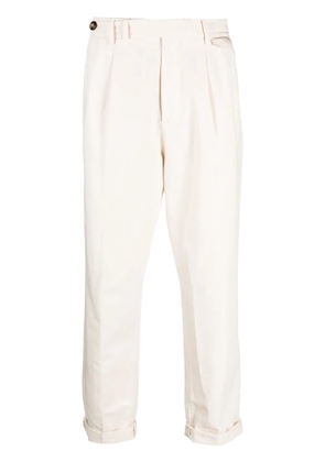 Brunello Cucinelli pleated cotton tapered trousers - Neutrals