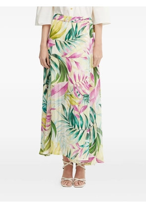 GUESS USA tropical-print wrap maxi skirt - White