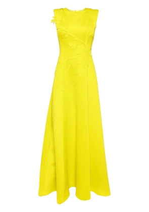 Saiid Kobeisy floral-embroidered neoprene gown - Green