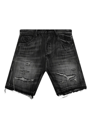 Billionaire Boys Club embroidered-patch frayed denim shorts - Black