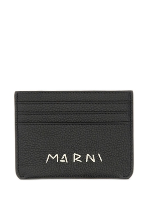 Marni logo-embroidered calf leather cardholder - Black