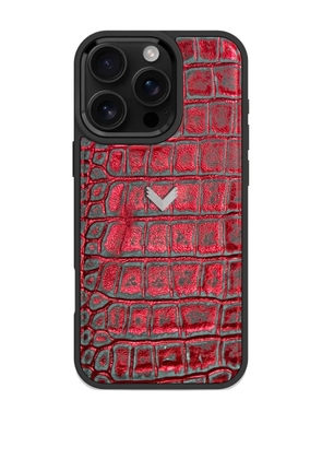 VELANTE crocodile-texture leather iPhone 16 Pro Max phone case - Grey
