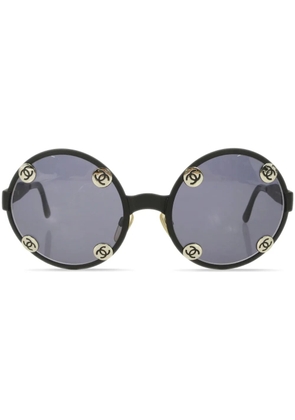 CHANEL Pre-Owned CC-logo round-frame sunglasses - Black