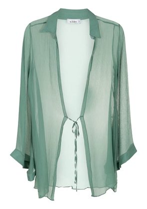 Amir Slama tie-front silk beach cover-up - Green