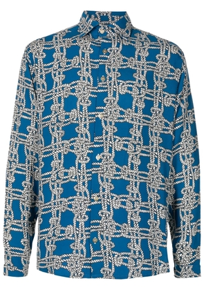 Amir Slama graphic-print satin shirt - Blue