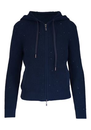 Kinross Cashmere hooded zip-up sweater - Blue