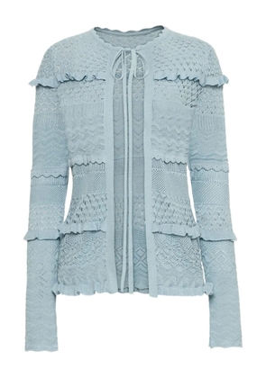 Oscar de la Renta scallop-trim cardigan - Blue