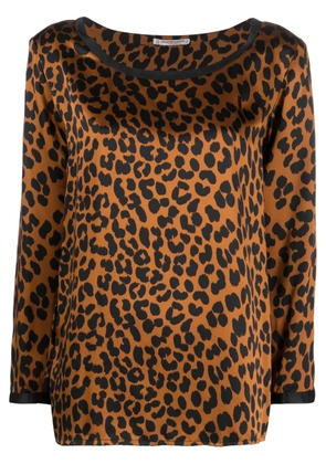 Saint Laurent Pre-Owned 1980s leopard print silk blouse - Black